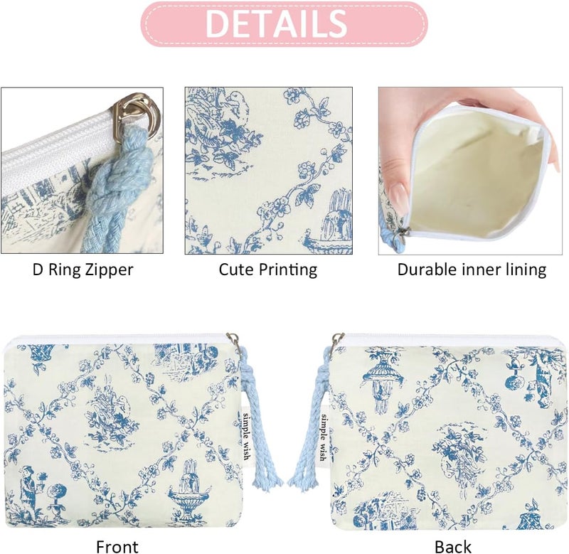 Modacarry Store Cotton Floral Small Organizer Bag Coin Pouch with Cute Prints Zipper for Women Girls (DIAMOND FLOWER) - Image 4